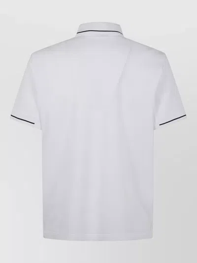 Moncler White Logo Patch Cotton Polo In White