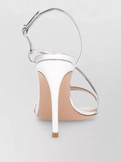 Gianvito Rossi Silver Solid Open Round Toe Heels In Silver