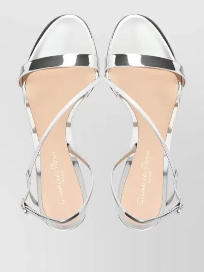 Gianvito Rossi Silver Solid Open Round Toe Heels In Silver