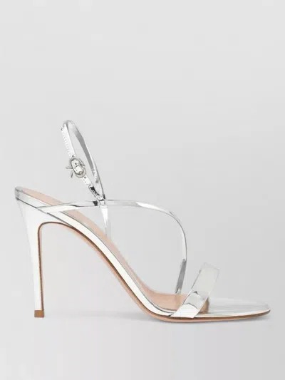 Gianvito Rossi Silver Solid Open Round Toe Heels In Silver