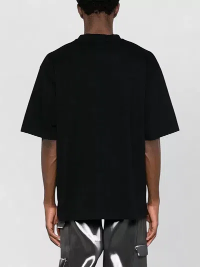 Off-white Black Oversized T-shirt With Contrasting Logo Lettering Print In Cotton Man