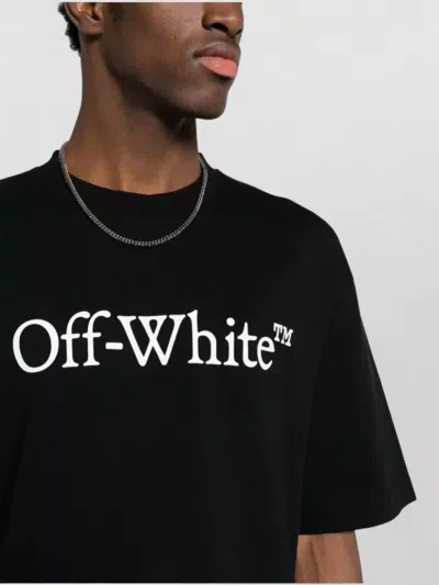 Off-white Black Oversized T-shirt With Contrasting Logo Lettering Print In Cotton Man