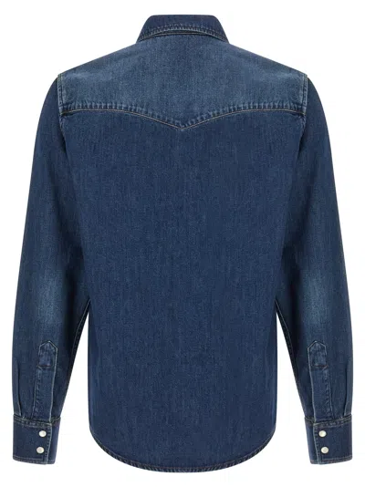 A.p.c. Long Sleeve Denim Shirt With Chest Pockets In Blue