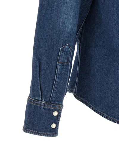 A.p.c. Long Sleeve Denim Shirt With Chest Pockets In Blue