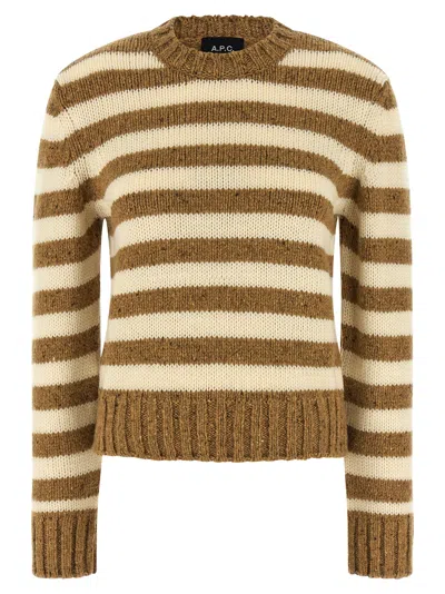 A.p.c. A. P.c. Women Brown Striped Sweater, L Luxury Sweaters & Knitwear For Women Darveys