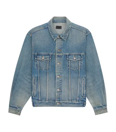 Saint Laurent Denim Jacket Collared Design Front Pockets In Blue