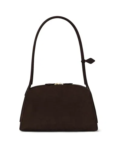 Alaïa Le Bouledogue Bowling Shoulder Bag In Nubuck Leather In Brown