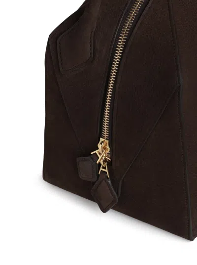 Alaïa Le Bouledogue Bowling Shoulder Bag In Nubuck Leather In Brown