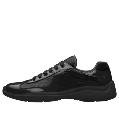 Prada Speedrock Leather And Mesh Fabric Sneakers Shoes In Black