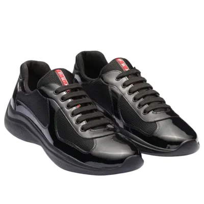 Prada Speedrock Leather And Mesh Fabric Sneakers Shoes In Black