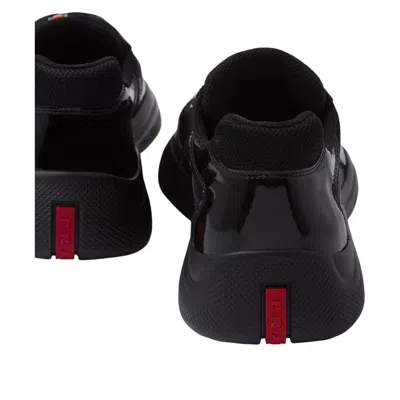 Prada Speedrock Leather And Mesh Fabric Sneakers Shoes In Black