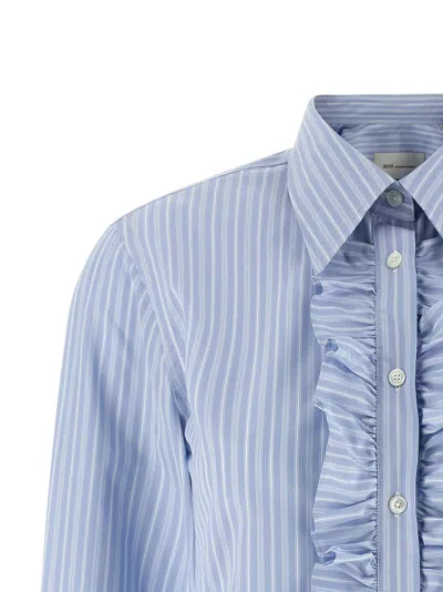 Ami Alexandre Mattiussi Ami Paris Ami Paris Ruffled Cotton Poplin Shirt In Gray