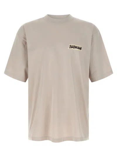 Balenciaga Oversized Logo-print Cotton-jersey T-shirt In Neutral