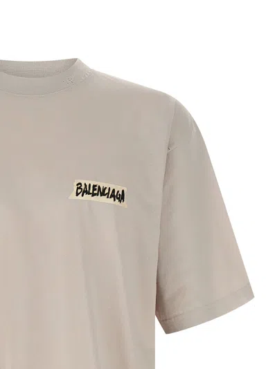 Balenciaga Oversized Logo-print Cotton-jersey T-shirt In Neutral