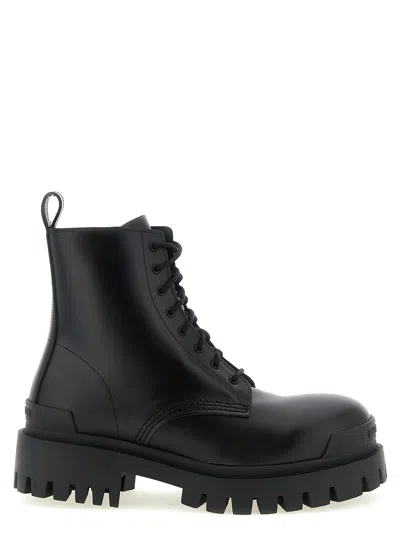 Balenciaga Leather Boots With Maxi Rubber Sole In Black