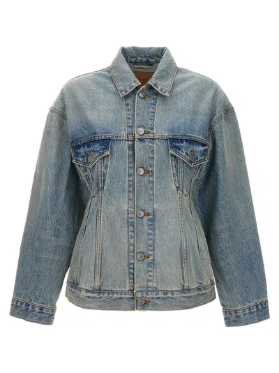 Balenciaga Black Wool Blazer Jacket By . Oversized Cut. Marked Waist. Button Front Closure In Blue