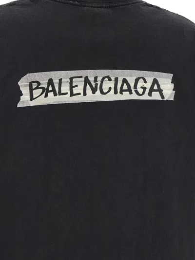 Balenciaga Medium Fit Masking Tape Logo Dry Jersey T-shirt In Black