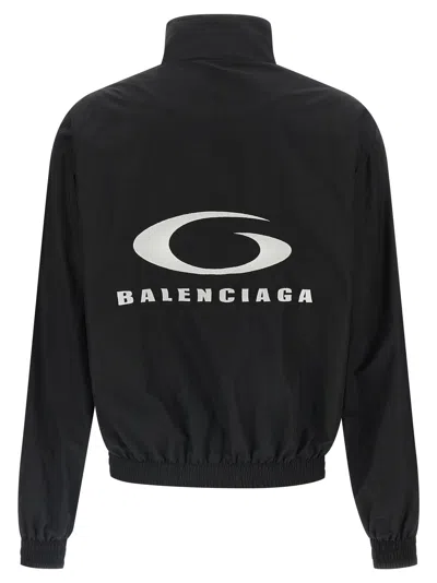 Balenciaga Womens Black Logo-embroidered Cotton-blend Track Jacket In Black