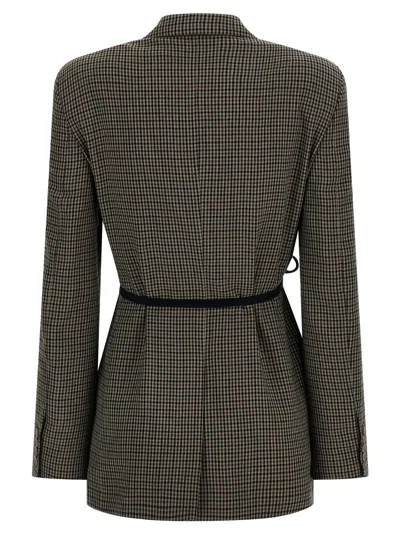 Balenciaga Tailored Wrap Jacket With Checkered Design For Women In Green