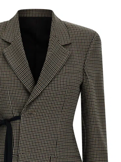 Balenciaga Tailored Wrap Jacket With Checkered Design For Women In Green
