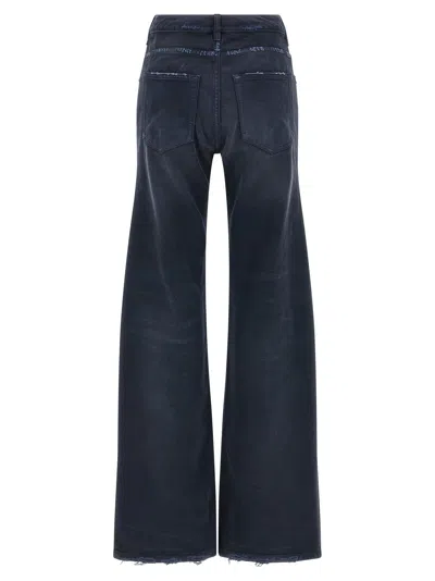 Balenciaga Women Blue Five-pocket Jeans With Curved Waist And Faded Effect In Cotton Woman In Blue