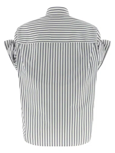 Balenciaga Women White Shirt With Button-down Collar Striped Motif And Front Pocket In Cotton Woman In Multi