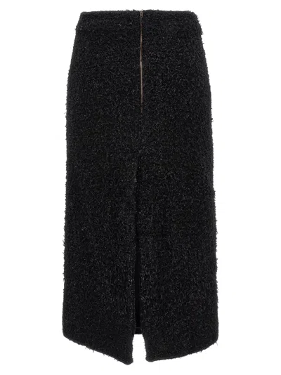 Balenciaga Tweed Midi Skirt In Black