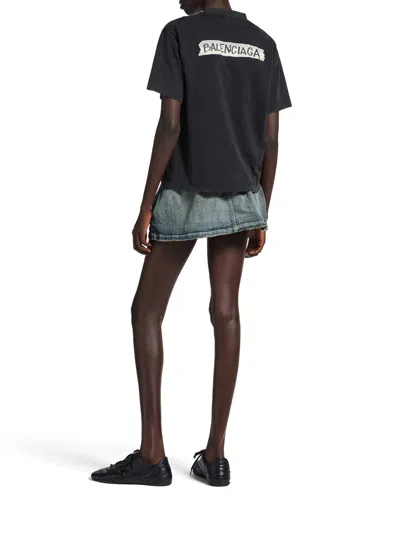 Balenciaga Medium Fit Masking Tape Logo Dry Jersey T-shirt In Black