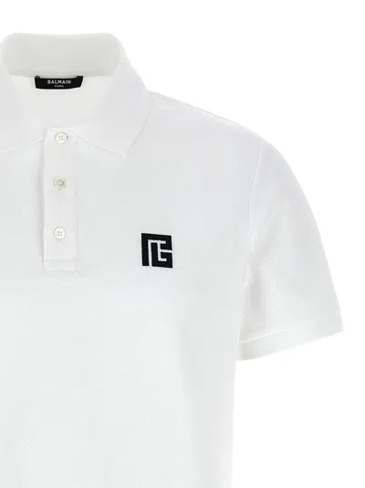 Balmain Polo Shirt Short Sleeves Ribbed Cuffs Collar In White
