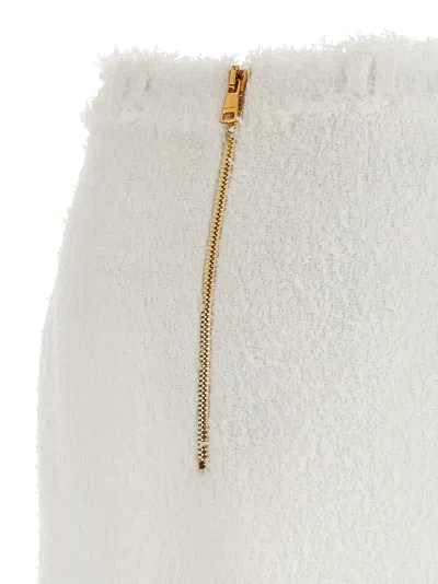 Balmain Women Button Tweed Skirt In White