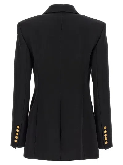 Balmain Women Logo Button Double-breasted Blazer In Black