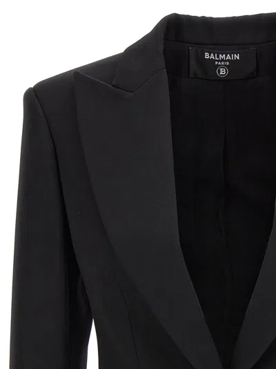 Balmain Women Logo Button Double-breasted Blazer In Black