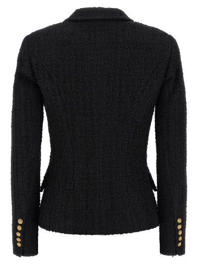 Balmain Wool Blazer With Flap Pockets And Gold-tone Buttons In Black