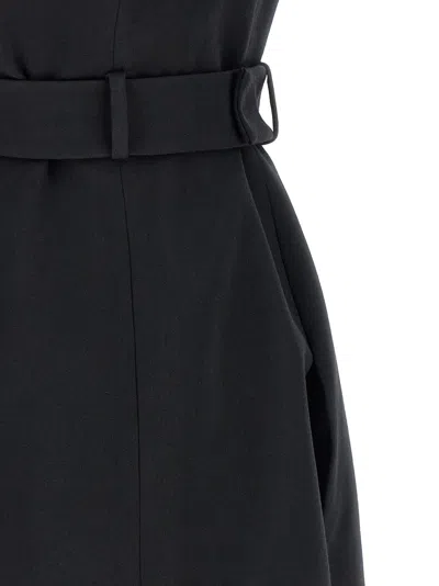 Balmain Sleeveless Wrap Dress Belted Waist Neckline In Black