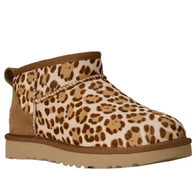 Ugg Stivaletto Donna Classic Ultra Mini Felicity Leopard Jasmine In Brown
