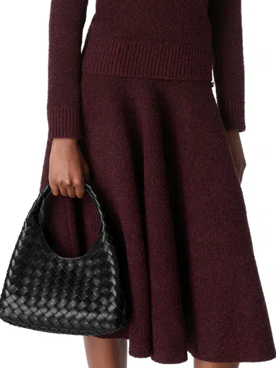Bottega Veneta Small Leather Intrecciato Campana Shoulder Bag In Black