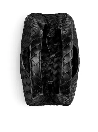 Bottega Veneta Small Leather Intrecciato Campana Shoulder Bag In Black