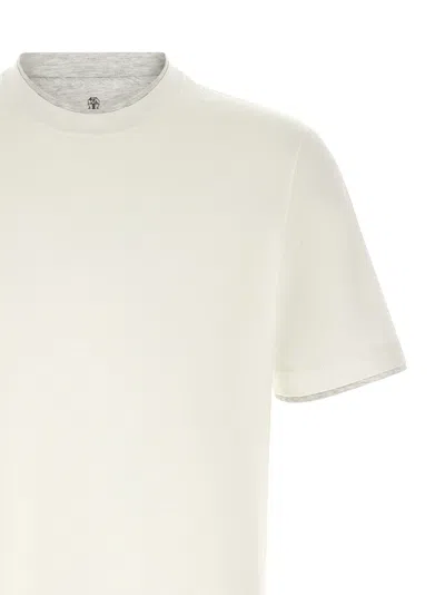 Brunello Cucinelli Men Double Layer T-shirt In Neutral