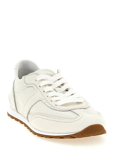 Brunello Cucinelli Grained Soft Leather Runners With Shiny Loops Shoes In White
