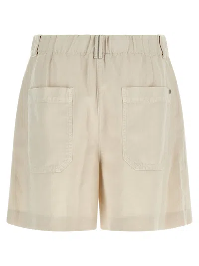 Brunello Cucinelli Women Cotton And Linen Shorts With Jewellery In White