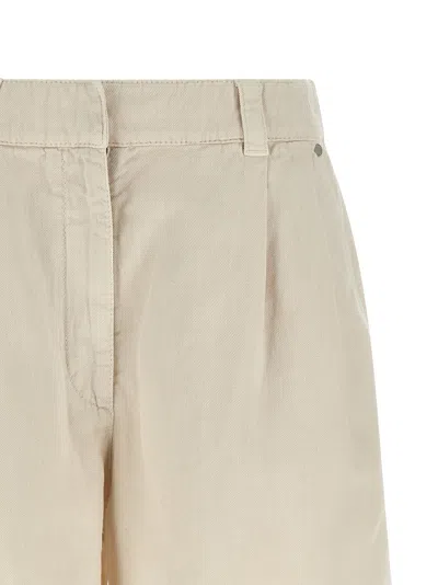 Brunello Cucinelli Women Cotton And Linen Shorts With Jewellery In White