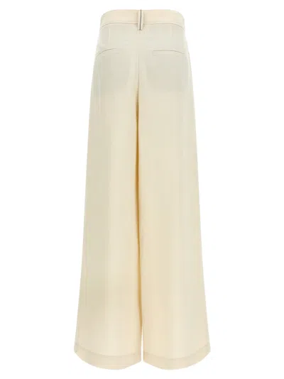 Brunello Cucinelli Women Ivory Fluid Twill Sartorial Wrap Trousers In Neutral