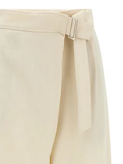 Brunello Cucinelli Women Ivory Fluid Twill Sartorial Wrap Trousers In Neutral