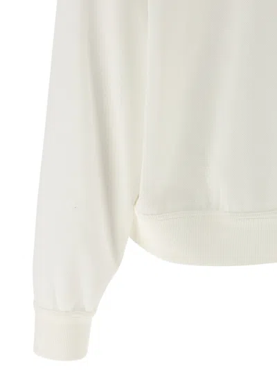 Brunello Cucinelli Cotton High Neck Sweater Drawstring Collar In White