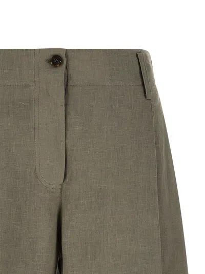 Brunello Cucinelli Women Tailored Linen Bermuda Shorts With Double Pleats In Gray