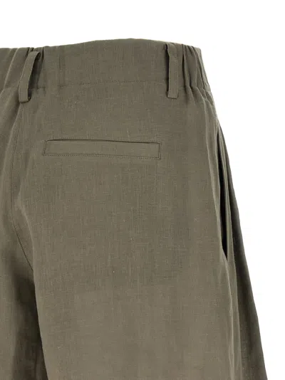 Brunello Cucinelli Women Tailored Linen Bermuda Shorts With Double Pleats In Gray