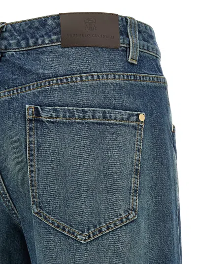 Brunello Cucinelli Blue Stonewashed Denim Jeans In Blue