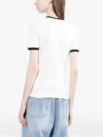 Courrèges Courreges Women Cotton T-shirt With Contrasting Profiles In White