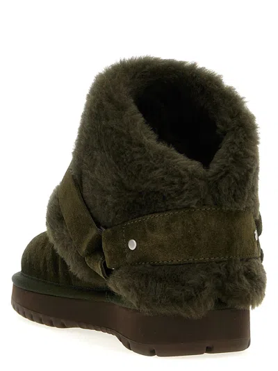 Burberry Shearling-trimmed Suede Ankle Boots In Green