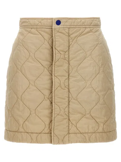 Burberry Almond Beige Quilted A-line Skirt In Brown